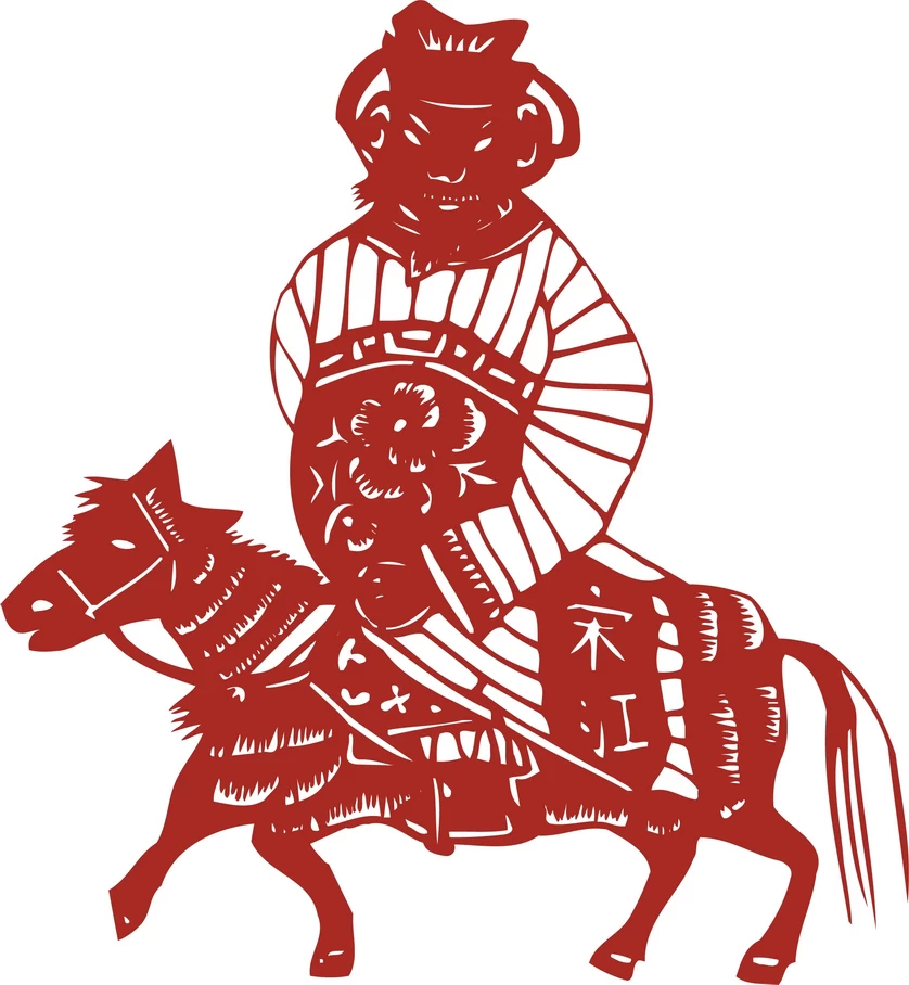 中国风中式传统喜庆民俗人物动物窗花剪纸插画边框AI矢量PNG素材【2370】